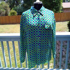 Norton McNaughton Blouse sheer, Size 12, Color purple, Green and Lime.